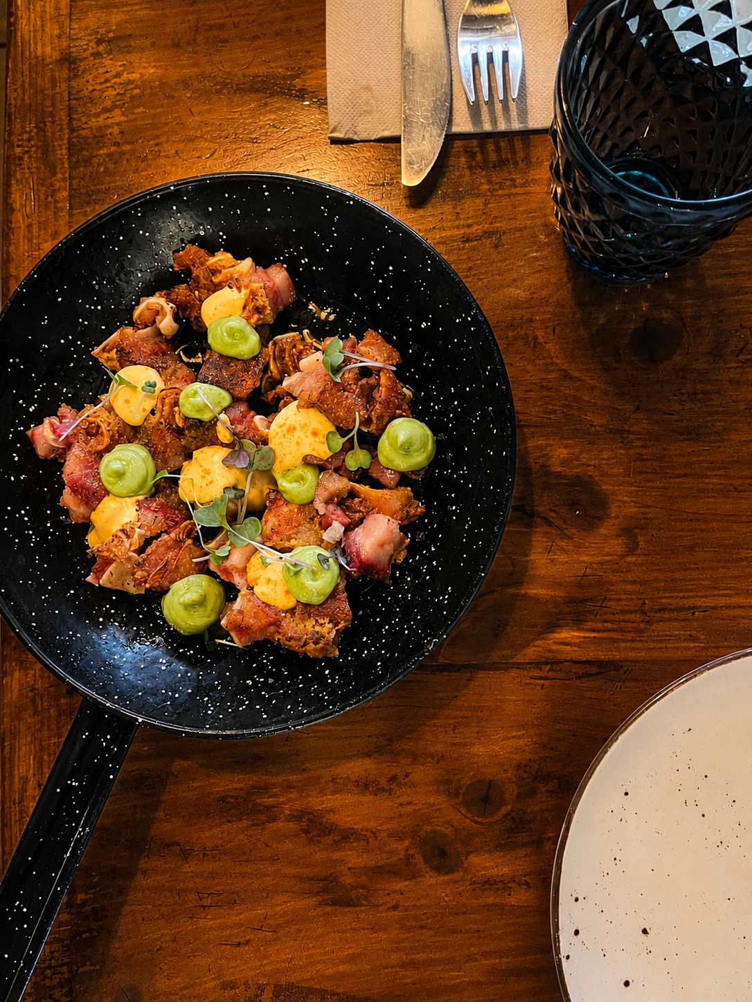 Oreja de cerdo confitada with salsa brava at Aliño Ibiza