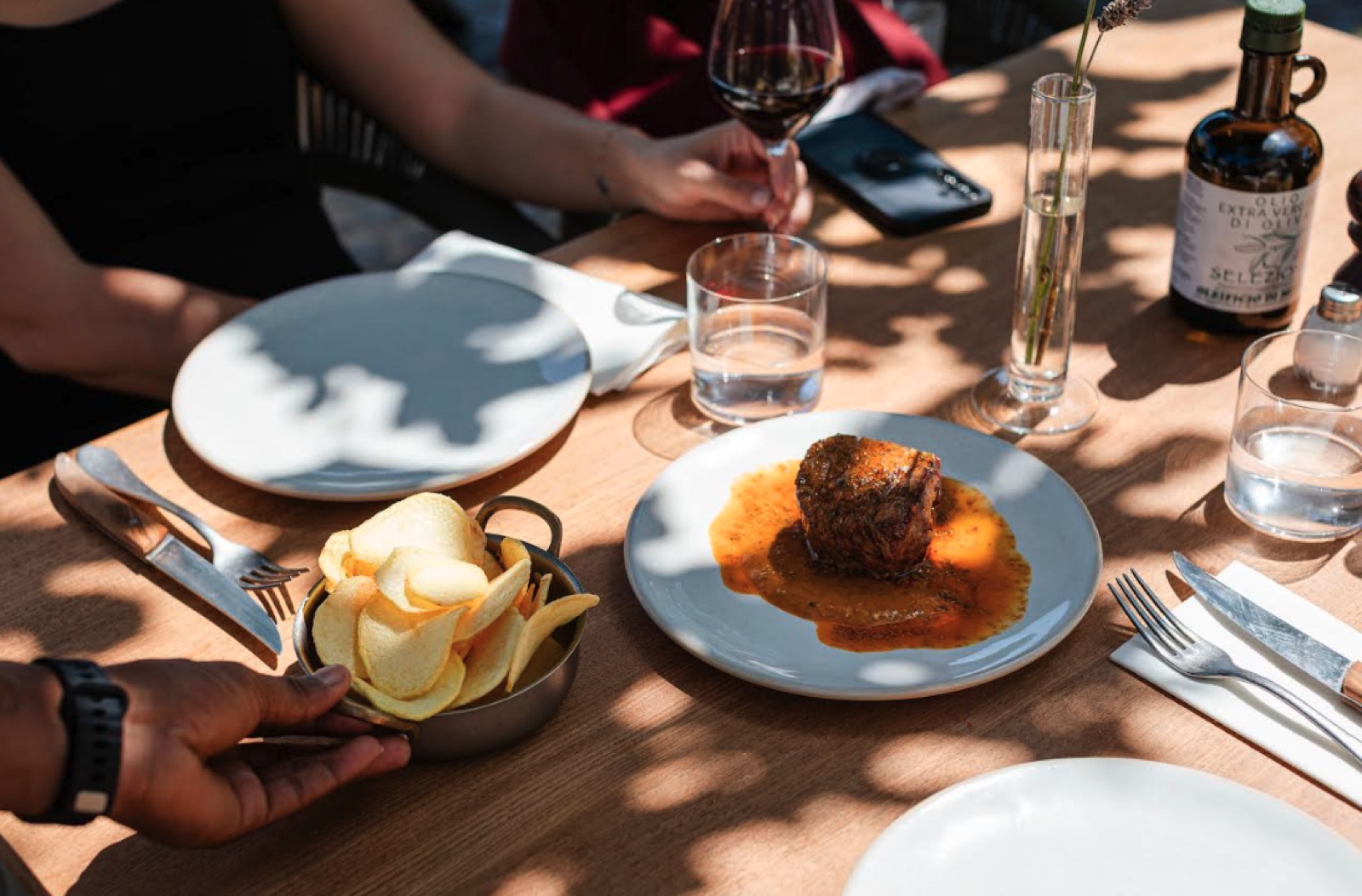 Grilled beef tenderloin with Cafe de Paris sauce at Casa Club, Ibiza.