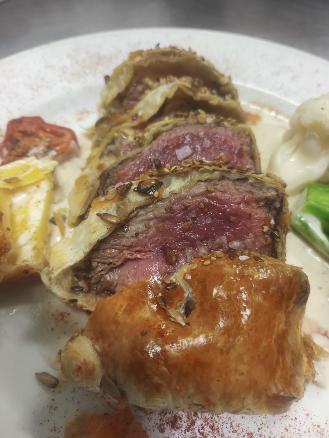 Individual beef Wellington served at El Naranjo in Santa Eularia, Ibiza.
