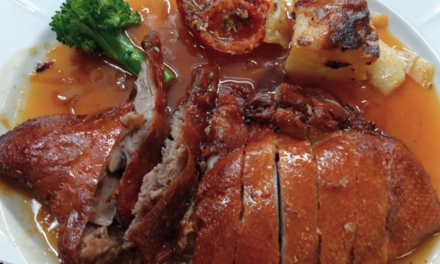 Roast duck served at El Naranjo in Santa Eularia, Ibiza.