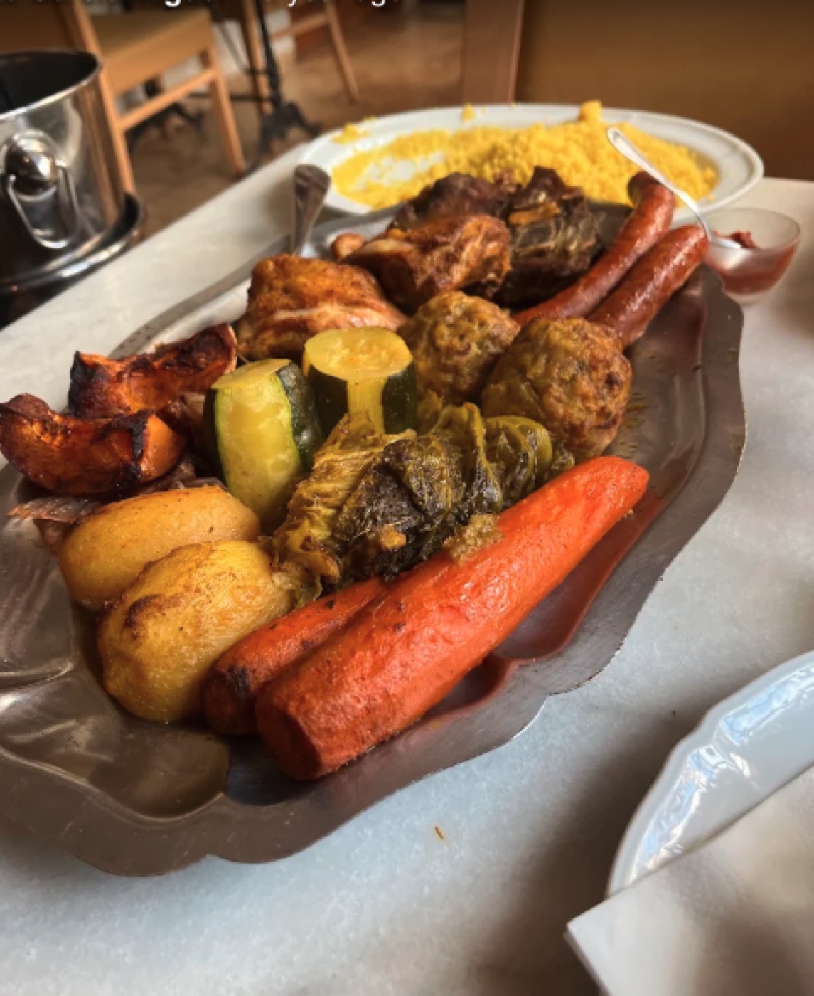 Sunday Royal Couscous with meats and vegetables at El Naranjo in Santa Eularia.