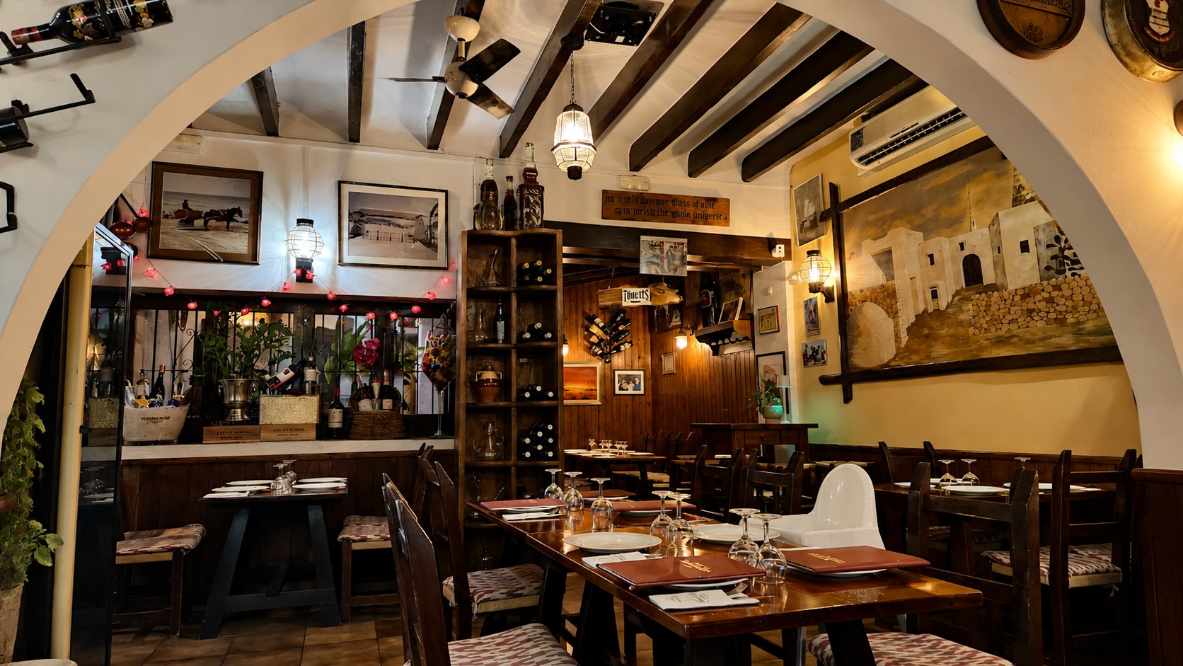 Traditional dining room inside El Rincón de Pepe in Santa Eulària, Ibiza.