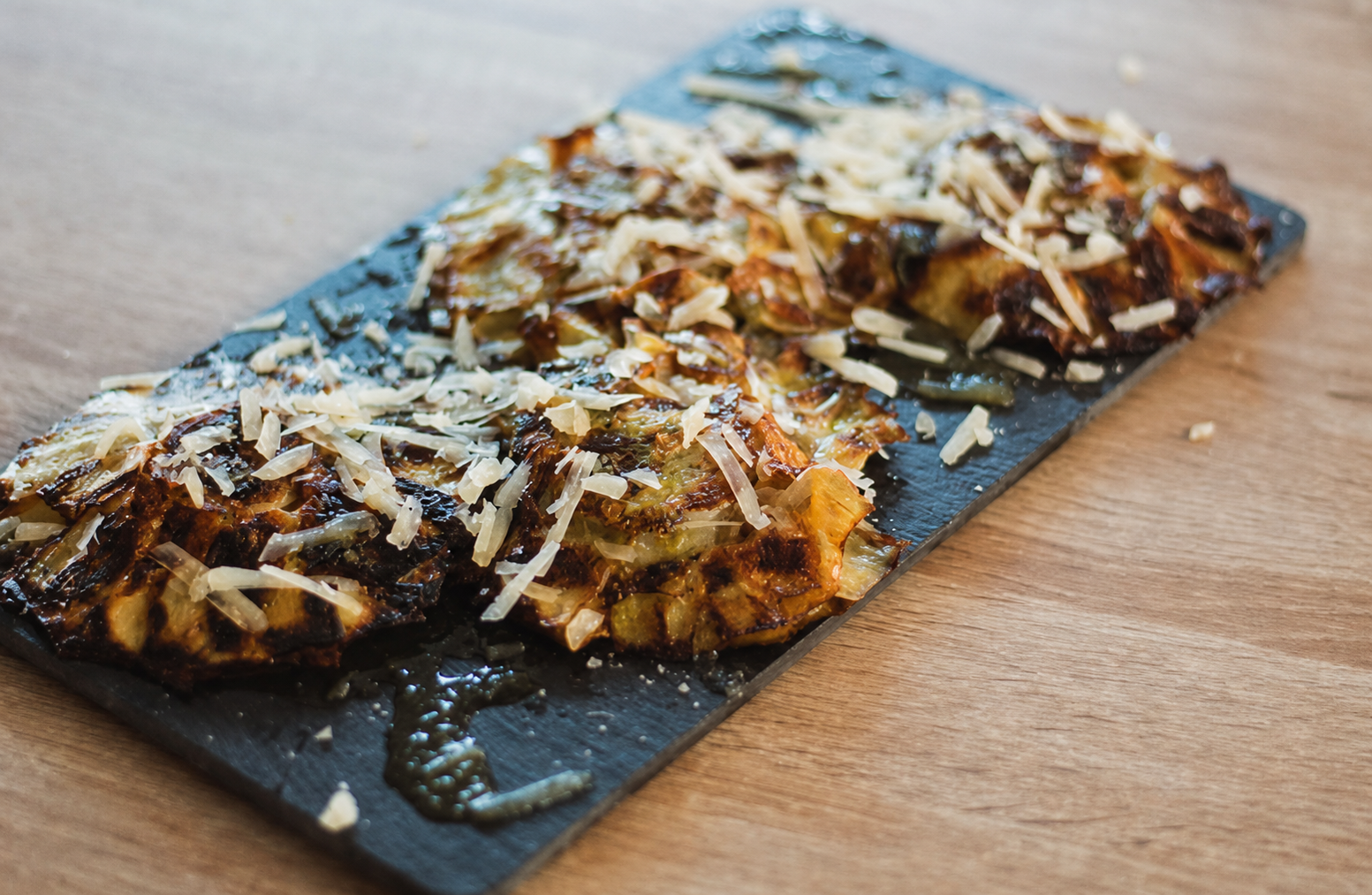 Grilled artichokes with shaved cheese at Jungle Bistro in Sant Antoni de Portmany, Ibiza.