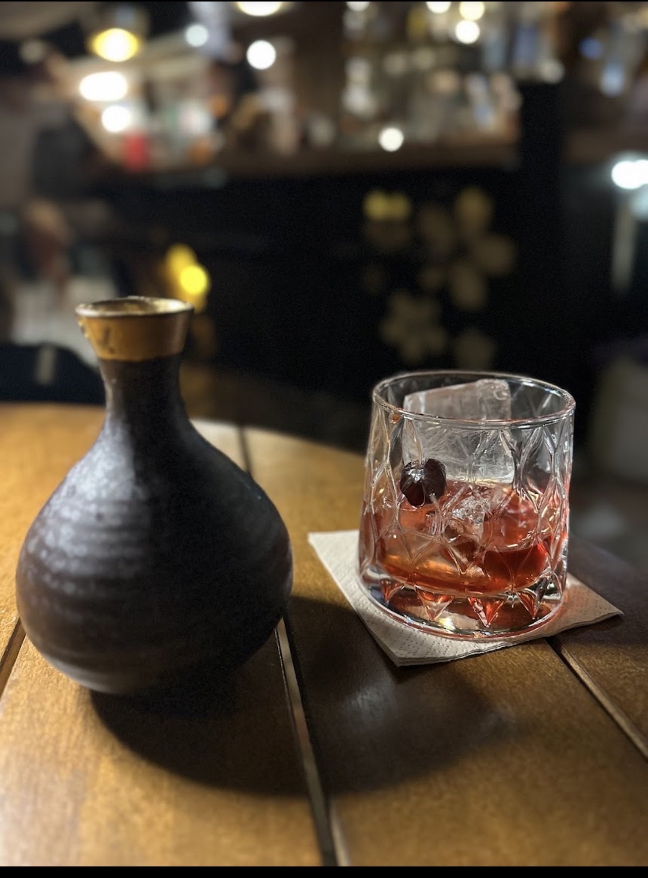 Japanese whisky cocktail served on a table at NAGAI Ibiza after dinner.