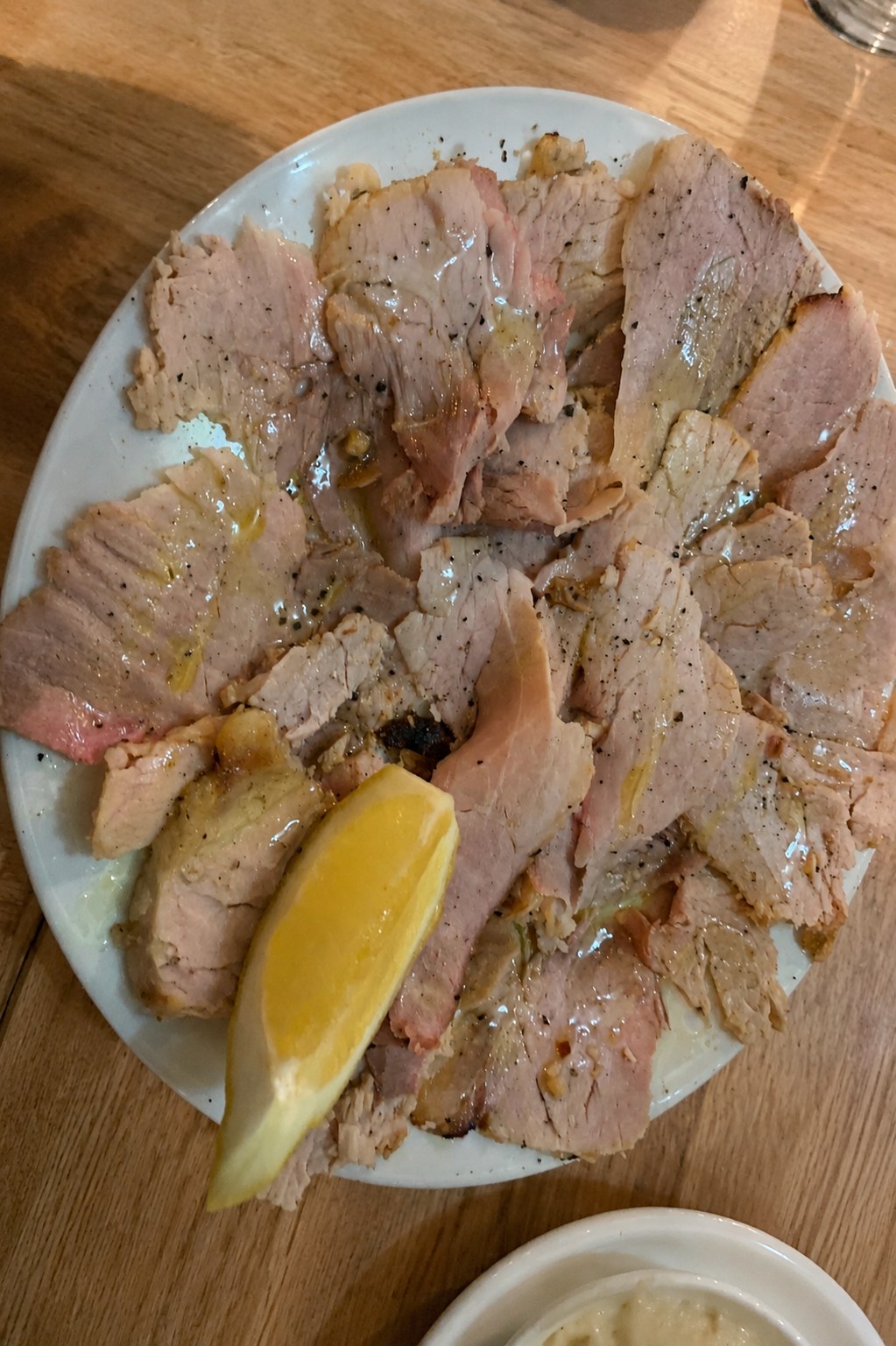 Slow-roasted pork leg with olive oil and lemon at El Rincón de Pepe in Santa Eulària, Ibiza.