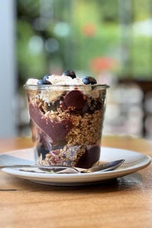 Organic açaí bowl with granola at Wild Beets in Santa Gertrudis.