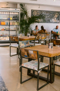 Light-filled interior of Wild Beets in Santa Gertrudis, Ibiza.
